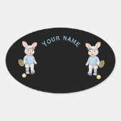 Pegatina Ovalada Cute Bunny School Name Label 楕円形シール (正面)