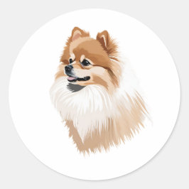 Pegatina perro Pomeranian ラウンドシール
