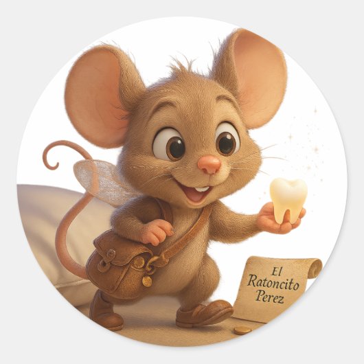 Pegatina Ratoncito Pérez – Regalo por tu Diente ラウンドシール (正面)