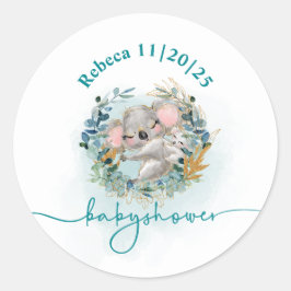Pegatina redonda Baby Shower "Baby Koala" ラウンドシール