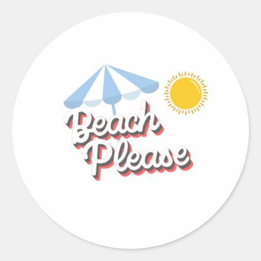 Pegatina Redonda Clásica Beach please ラウンドシール (正面)