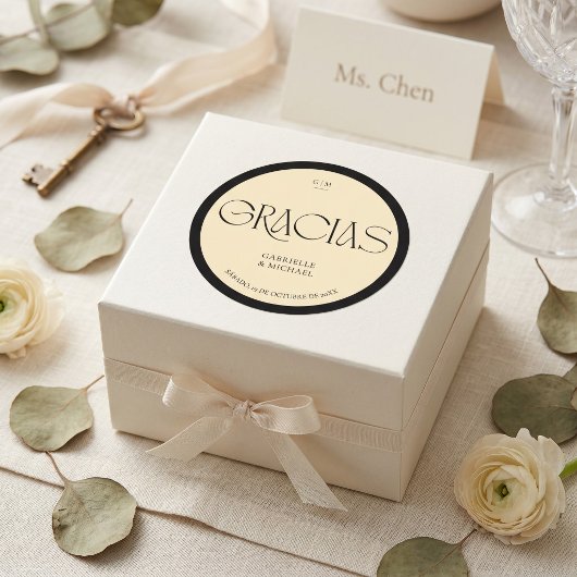Pegatina Redonda de Boda Spanish Wedding Favor ラウンドシール