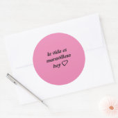pegatina rosa fuerte con frase ラウンドシール (封筒)
