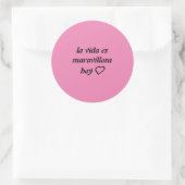 pegatina rosa fuerte con frase ラウンドシール (バッグ)