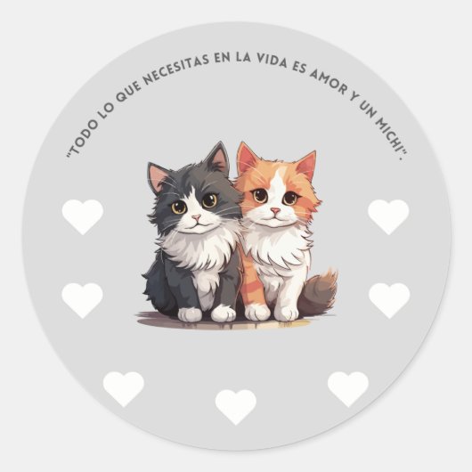 Pegatina / Sticker para los amantes de los Michis ラウンドシール (正面)