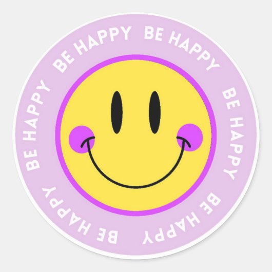Pegatina/Stickers redonda Carita Feliz "Be Happy" ラウンドシール (正面)