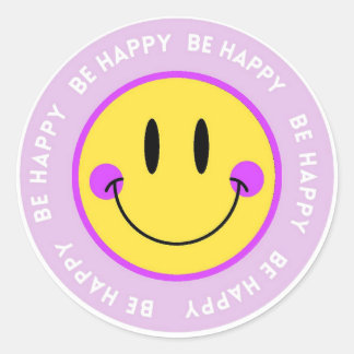 Pegatina/Stickers redonda Carita Feliz "Be Happy" ラウンドシール