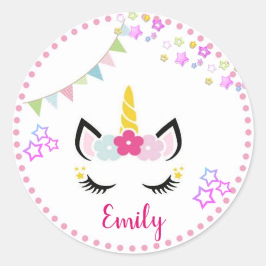 PEGATINA UNICORNIO ラウンドシール (正面)