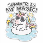 Pegatina unicornio kawaii “Summer is my magic” シール (正面)