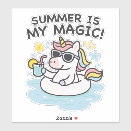 Pegatina unicornio kawaii “Summer is my magic” シール (シート)