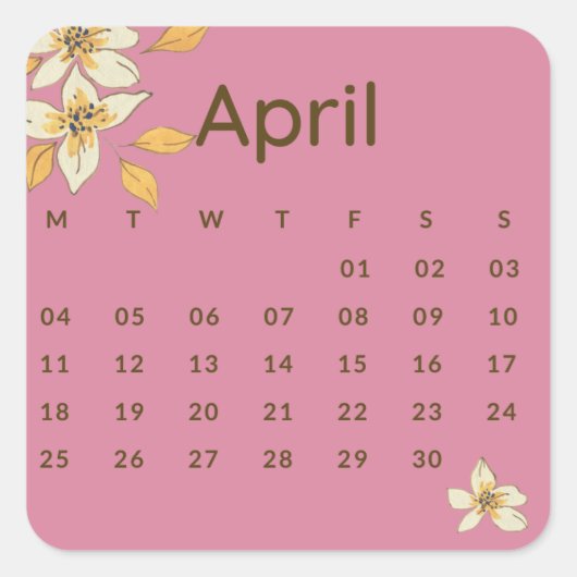 Pegatinas mes del año - April (S'F) *2022 スクエアシール (正面)
