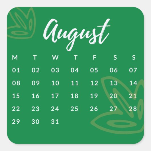 Pegatinas mes del año - August (S'G) *2022 スクエアシール (正面)