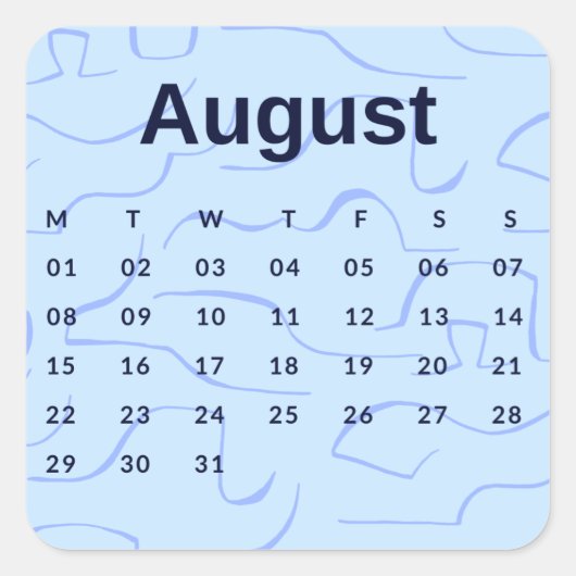 Pegatinas mes del año - August (S'K) *2022 スクエアシール (正面)