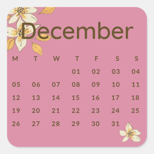 Pegatinas mes del año - December (S'F) *2022 スクエアシール (正面)