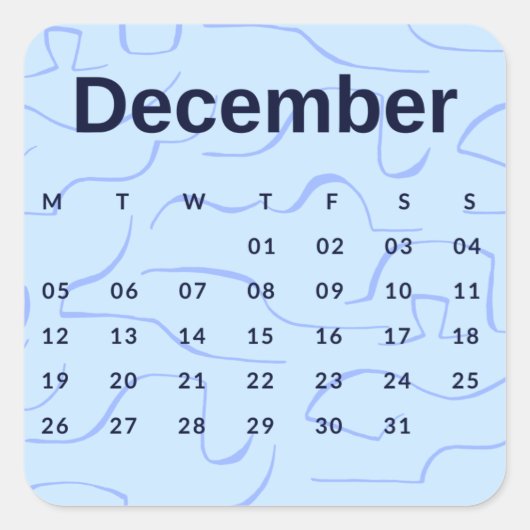 Pegatinas mes del año - December (S'K) *2022 スクエアシール (正面)