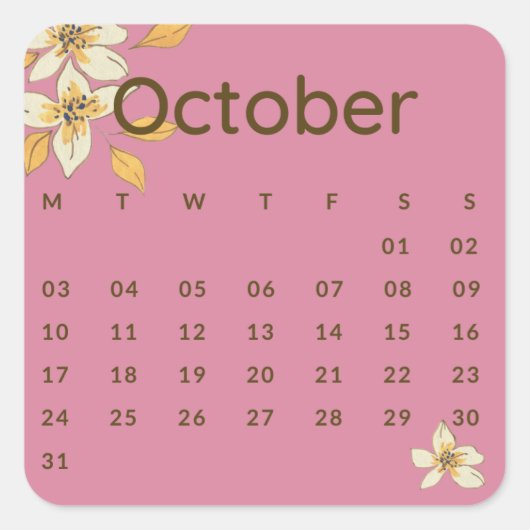 Pegatinas mes del año - October (S'F) *2022 スクエアシール (正面)