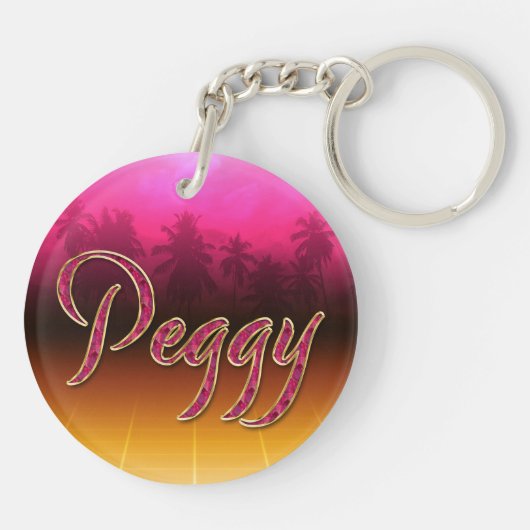 Peggy Vorname Name golden pink Schlüsselanhänger キーホルダー (裏面)