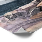 PEGGY'S COVE, NOVA SCOTIA，カナダの水彩画 ポスター (角)