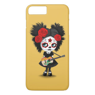 PEIの旗のギターを演奏している砂糖のスカルの女の子 iPhone 8 PLUS/7 PLUSケース