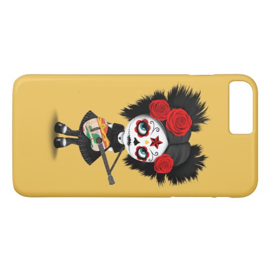 PEIの旗のギターを演奏している砂糖のスカルの女の子 Case-Mate iPhoneケース (裏面(横))