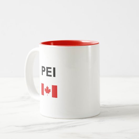 PEIカナダ国旗の淡い色 ツートーンマグカップ (正面左)
