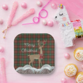 PEI地方タータンチェックとクリスマスディアー ペーパープレート (パーティー)