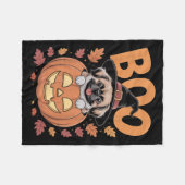 Peke Costume On Pumpkin Halloween Pekingese フリースブランケット (正面(横))