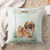 Pekinese Watercolor Personalized Dog クッション (ブランケット)