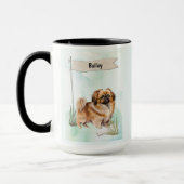 Pekinese Watercolor Personalized Dog マグカップ (左)