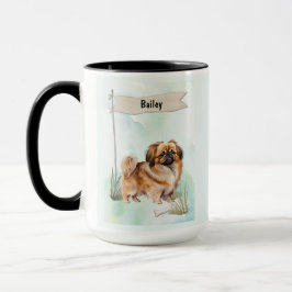 Pekinese Watercolor Personalized Dog マグカップ