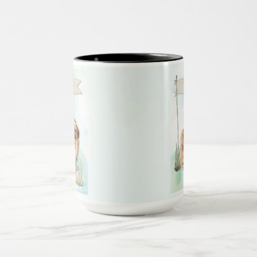 Pekinese Watercolor Personalized Dog マグカップ (中央)
