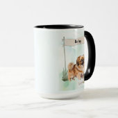 Pekinese Watercolor Personalized Dog マグカップ (正面右)
