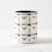 Pekingeseかわいく白い犬"砂糖" マグカップ (中央)