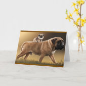 PekingeseとBullmastiffカード カード (黄色い花)
