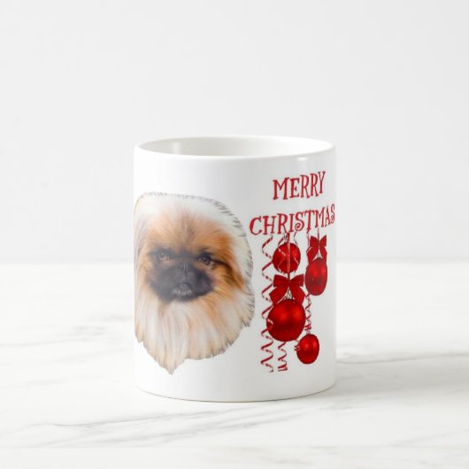 Pekingeseのクリスマスのコーヒーのマグのコップ コーヒーマグカップ (中央)