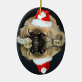 Pekingeseの写真のクリスマスのオーナメント セラミックオーナメント (正面)