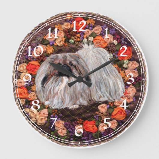 Pekingeseの時計 ラージ壁時計 (正面)