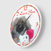 Pekingeseの時計 ラージ壁時計 (傾斜)