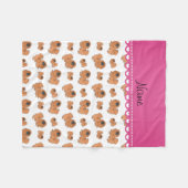 Pekingeseパーソナライズな一流の白い犬 フリースブランケット (正面(横))