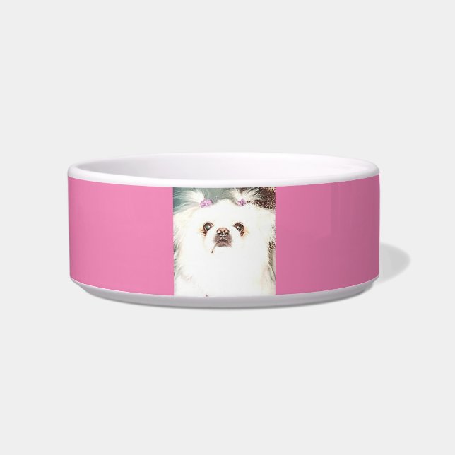 Pekingese犬の陶磁器ボール ボウル (正面)