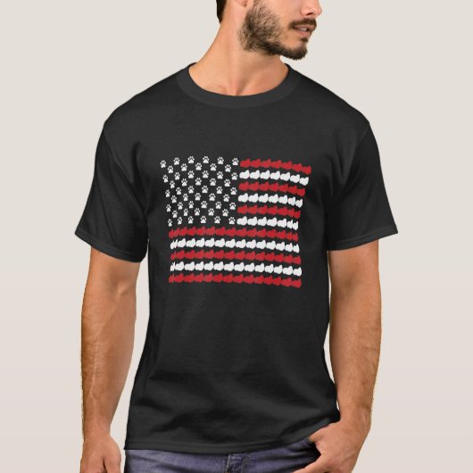 Pekingese 4 Th Of July Dog Paw Print Tシャツ (正面)