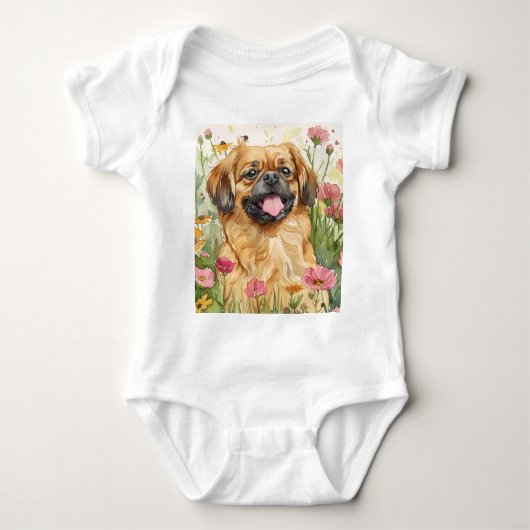 Pekingese Baby Bodysuit ベビーボディスーツ (正面)