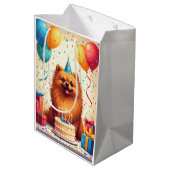 Pekingese Birthday Celebration ミディアムペーパーバッグ (裏面アングル)