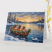 Pekingese Christmas Boat Holiday カード (黄色い花)