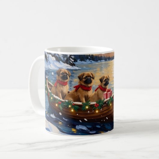Pekingese Christmas Boat Holiday コーヒーマグカップ (正面左)