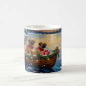 Pekingese Christmas Boat Holiday コーヒーマグカップ (中央)