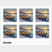 Pekingese Christmas Boat Holiday スクエアシール (シート)