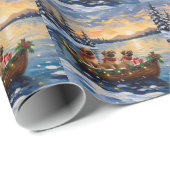 Pekingese Christmas Boat Holiday ラッピングペーパー (ロールコーナー)