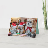 Pekingese Christmas Cookie Card カード (正面)