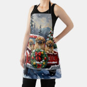 Pekingese Christmas Red Truck Holiday エプロン (インサイチュ)